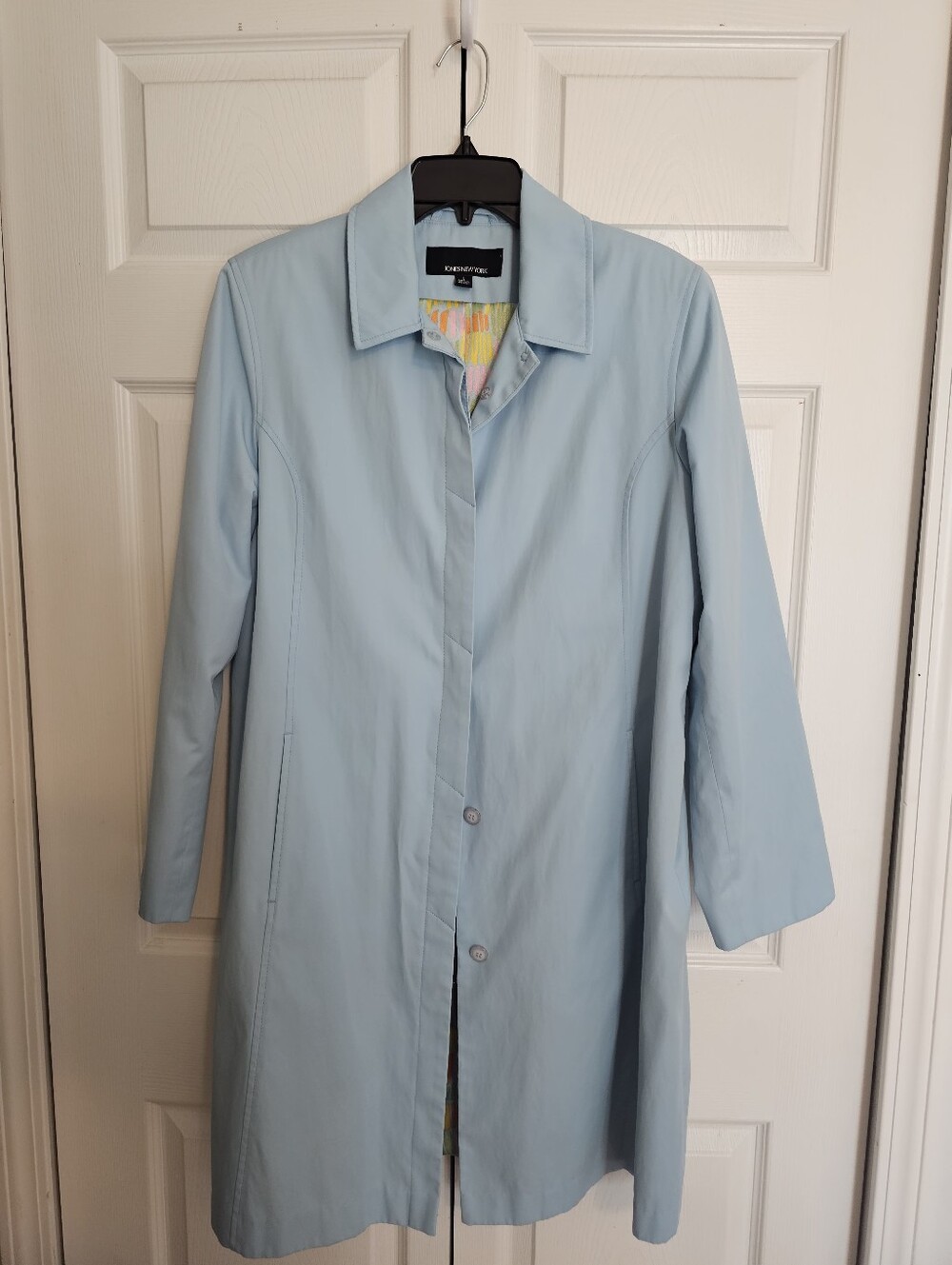 New York And Company Soft Blue Trentch Coat Size Large